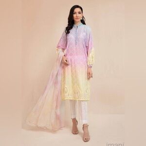 Maria. B. Pastel Multicolor Embroidered 2 Piece Dress